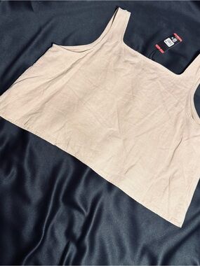 Express Neutral Beige Cropped Scoop Tank